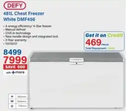Incredible Connection DEFY 481L Chest Freezer White DMF456 offer