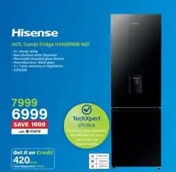 Incredible Connection Hisense 347L Combi Fridge H450BMIB-WD offer