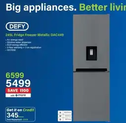 Incredible Connection DEFY 245L Fridge Freezer Metallic DAC449 offer
