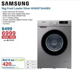 Incredible Connection Samsung 9kg Front Loader Silver offer