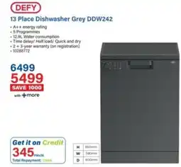 Incredible Connection 13 Place Dishwasher Grey DDW242 offer