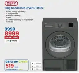 Incredible Connection DEFY 10kg Condenser Dryer DTD322 offer