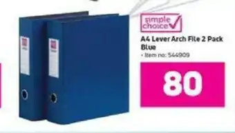 Simple Choice A4 Lever Arch File 2 Pack Blue
