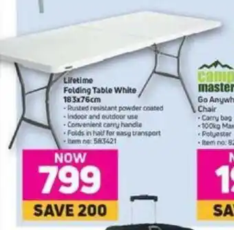 MTN Lifetime Folding Table White 183 x 76cm offer