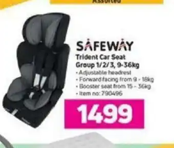 Safeway Trident Car Seat Group 1/2/3, 9-36kg