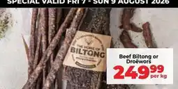 Food Lover's Market Beef biltong or droëwors offer