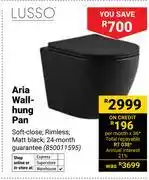 Builders Warehouse Lusso Aria Wall-Hung Pan (Soft Close Seat, Matt Black) 850011595 offer