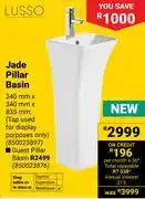 Builders Warehouse Lusso Jade Pillar Basin 340mm x 340mm x 835mm 850023897 offer