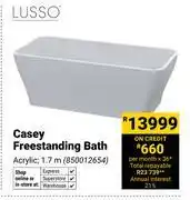 Builders Warehouse Lusso Casey Freestanding Bath 1.7m (Acrylic) 850012654 offer