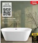 Builders Warehouse Olivia Freestanding Bath 1.7m (Acrylic, 200Ltr, Ova, White) 850013298 offer