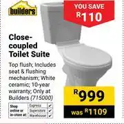 Builders Warehouse Builders Close-Coupled Toilet Suite Incl Seat & Flushing Mechanism (Top Flush)715000 offer