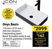 Builders Warehouse Icon Onyx Basin Excl Waste & Tap 110mm x 610mm x 345mm (Black) 765446 offer