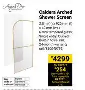 Builders Warehouse Aqua Dior Caldera Arched Shower Screen 2.5m (h) x 920mm (l) x 40mm (w) x 6mm 850040759 offer
