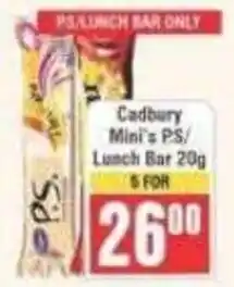 Frontline Cadbury Mini's PS/Lunch Bar offer