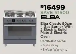 House & Home Elba Classic 90cm 4 Gas Burner With 2 Electric Solid Plate & Electric Oven offer