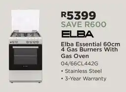 House & Home Elba Essential 60cm 4 Gas Burners With Gas Oven offer