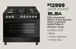 House & Home Elba Essential 90cm 4 Gas Burner With 2 Electric Solid Plate & Electric Oven offer