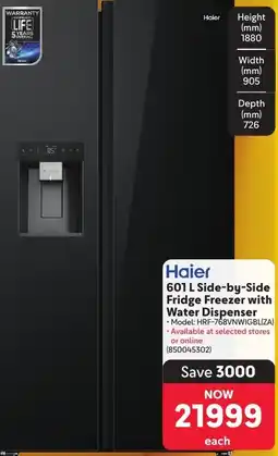 Makro Haier 601 L Side-by-Side Fridge Freezer with Water Dispenser offer