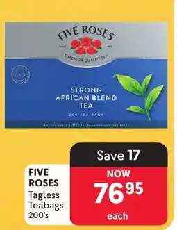 Makro FIVE ROSES Tagless Teabags offer