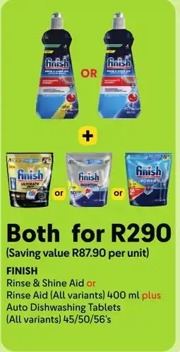 Makro Finish Rinse & Shine Aid or Rinse Aid plus Auto Dishwashing Tablets offer