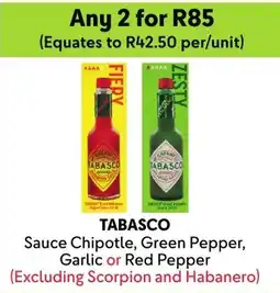 Makro Tabasco Sauce Chipotle, Green Pepper, Garlic or Red Pepper offer