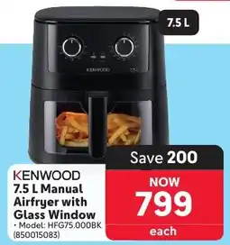 Makro KENWOOD 7.5 L Manual Airfryer with Glass Window offer