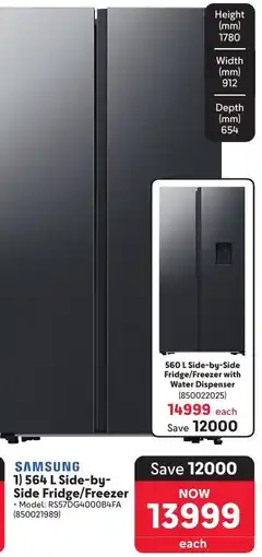 Makro SAMSUNG 1) 564 L Side-by-Side Fridge/Freezer offer