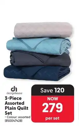 Makro designhouse 3-Piece Assorted Plain Quilt Set Assorted offer