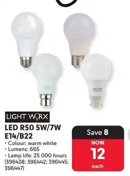 Makro LIGHT WORX LED R50 5W/7W E14/B22 offer