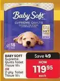 Makro Baby soft - supreme quilts toilet tissue 18's or 2-ply toilet tissue 18's offer