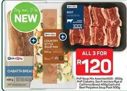 Pick n Pay Pick n pay - soup mix assorted, ciabatta bread and beef potjiekos soup pack offer