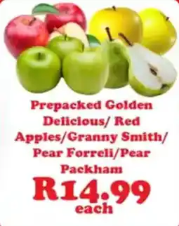 Check Save Prepacked Golden Delicious/Red Apples/Granny Smith/Pear Forreli/Pear Packham offer