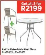 Leroy Merlin Bistro FP Elia Table Steel Glass 81492689 + 81498007-For 3 offer