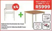 Leroy Merlin Naterial Oris Fix 4 Armchair Alu Cream 81506054 + Table Alu 89 x 89 Cream 81506055 offer