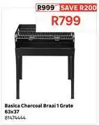 Leroy Merlin Basica Charcoal Braai 1 Grate 63 x 37 81474444 offer