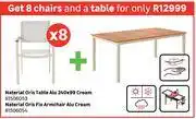 Leroy Merlin Naterial Oris Table Alu 240 x 99 Cream 81506053 + Fix 8 Armchairs Alu Cream 81506054 offer