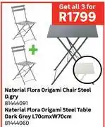 Leroy Merlin Naterial Flora Origami Chair Steel Dark Grey 81444091 Or Steel Table L70cm x W70cm 81444060-For 3 offer