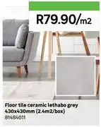 Leroy Merlin Floor Tile Ceramic Lethabo Grey 430 x 430mm (2.4Sqm/Box) 81484011-Per Sqm offer