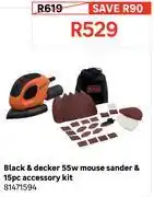 Leroy Merlin Black & Decker 55W Mouse Sander & 15Pce Accessory Kit 81471594 offer