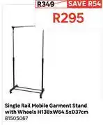 Leroy Merlin Single Rail Mobile Garment Stand With Wheels H138 x W64.5 x D37cm 81505067 offer