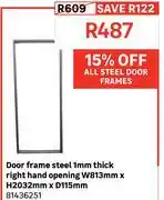 Leroy Merlin Door Frame Steel 1mm Thick Right Hand Opening W813mm x H2032mm x D115mm 81436251 offer