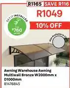 Leroy Merlin Awning Warehouse Awning Multiwall Bronze W2000mm x D1000mm 81476845 offer