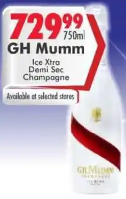 Prestons GH Mumm Ice Xtra Demi Sec Champagne offer
