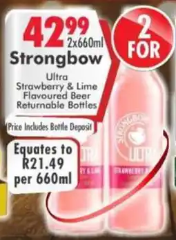 Prestons Strongbow Ultra Strawberry & Lime Flavoured Beer offer