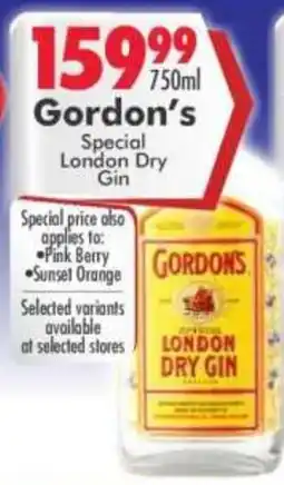 Prestons Gordon's Special London Dry Gin offer