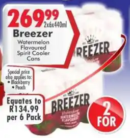 Prestons Breezer Watermelon Flavoured Spirit Cooler Cans offer