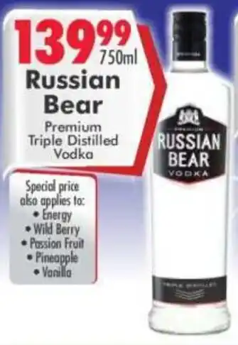 Prestons Russian Bear Vodka offer