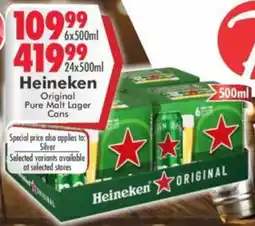 Prestons Heineken Original Pure Malt Lager Cans offer