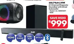Pick n Pay Hypermarket Ultra-Link 2.1 Channel Rhapsody Soundbar with Wired Subwoofer offer