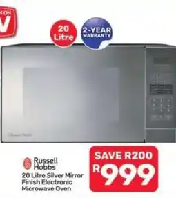 Pick n Pay Hypermarket Russell Hobbs 20 Litre Silver Mirror Finish Electronic Microwave Oven offer